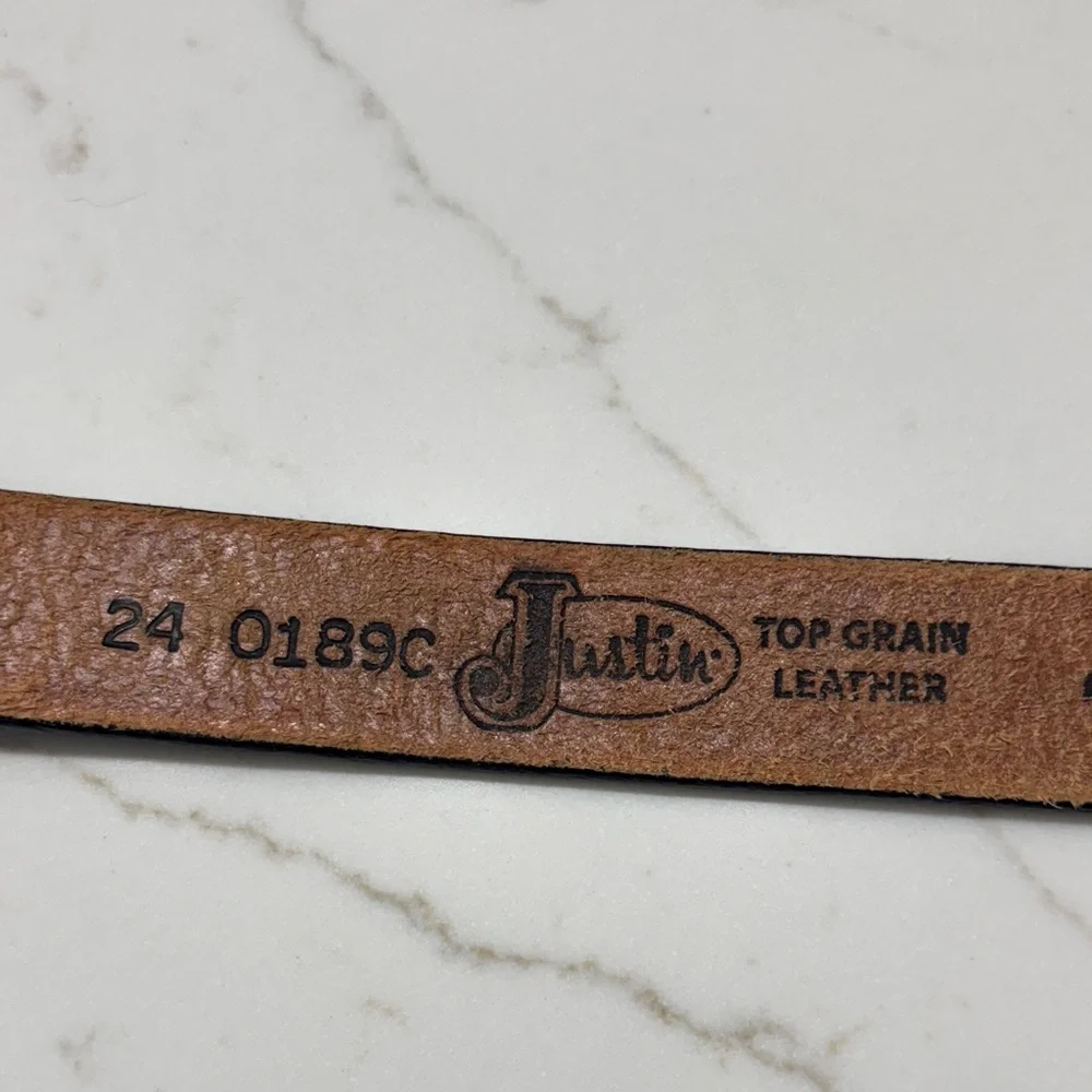 Justin Black Belt with Silver and Gold Buckle